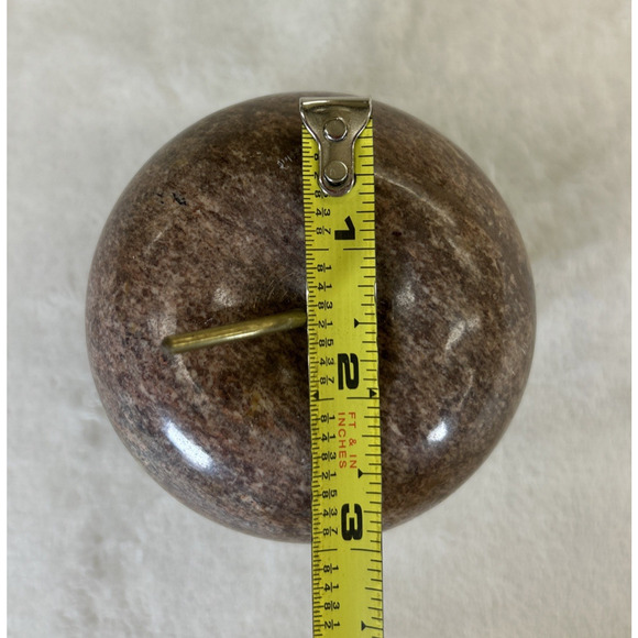 Vintage Marble Stone Apple Paperweight Brass Stem Fruit Teacher Gift Desk Chrty - Picture 9 of 9